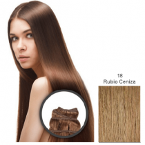 EXTENSIONES ELEGANCE CABELLO NATURAL TEJIDO LISO 55 CM. 100 G. N 18 RUBIO CENIZA